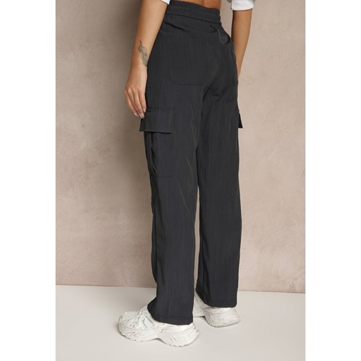 Granatowe Spodnie Cargo z Bawełną o Szerokim Kroju High Waist Mairiora Renee XL okazja renee.pl