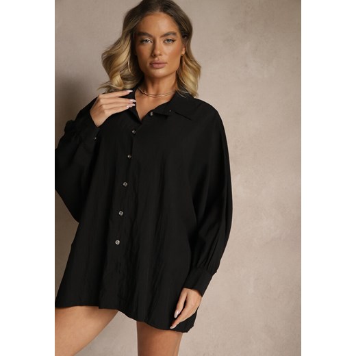 Czarna Koszula z Wiskozą w Stylu Nietoperza Sonarielia Renee ONE SIZE wyprzedaż renee.pl