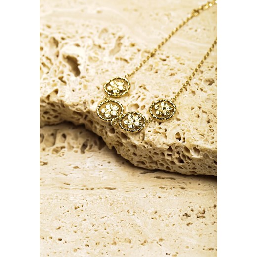 Złota Cienka Bransoletka z Okrągłymi Zawieszkami z Kwiatkami Finorelia Renee uniwersalny renee.pl promocja