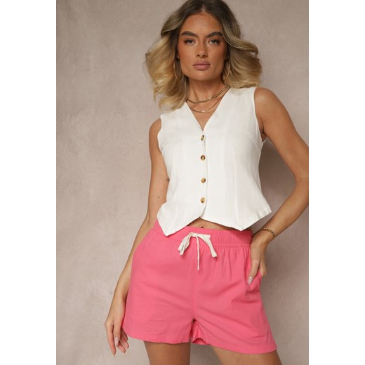 Fuksjowe Szorty z Bawełny High Waist Elliorea ze sklepu renee.pl w kategorii Szorty - zdjęcie 179964944