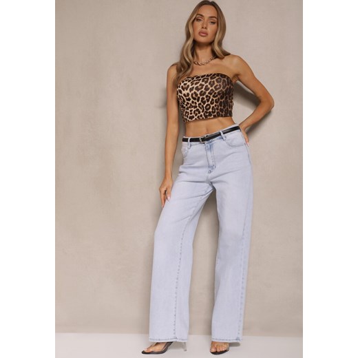 Jasnoniebieskie Jeansy z Bawełny High Waist o Szerokim Kroju Tunissa ze sklepu renee.pl w kategorii Jeansy damskie - zdjęcie 179965463