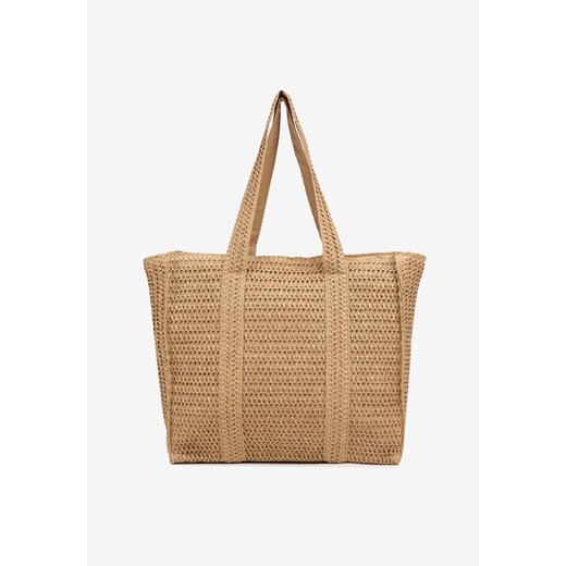 Ciemnobeżowa Torebka Shopper Plażowa z Plecionki Galavisena ze sklepu renee.pl w kategorii Torby letnie - zdjęcie 179966912