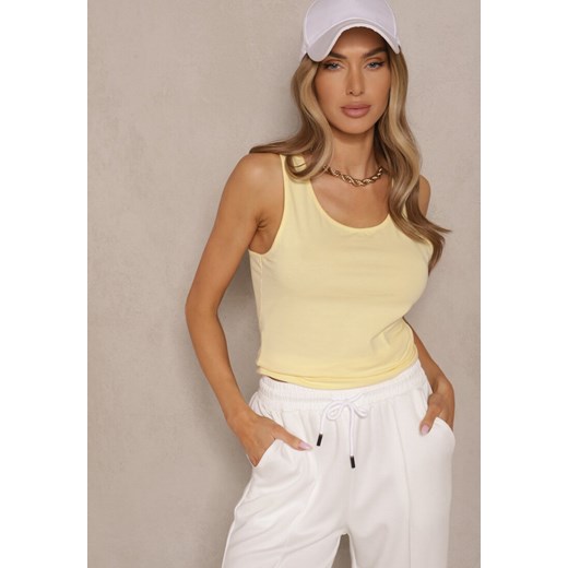 Żółty Tank Top z Bawełny Basic Emiaris ze sklepu renee.pl w kategorii Bluzki damskie - zdjęcie 179967271