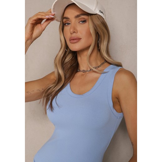 Jasnoniebieski Tank Top Prążkowany Toslina Renee S wyprzedaż renee.pl