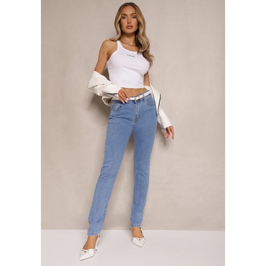 Jasnoniebieskie Jeansy Typu Skinny z Bawełną High Waist Novorine ze sklepu renee.pl w kategorii Jeansy damskie - zdjęcie 179967970