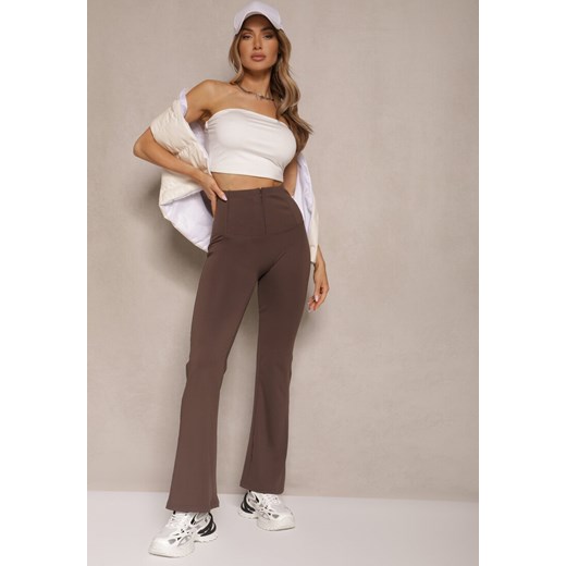 Brązowe Spodnie Dzwony High Waist Odavia ze sklepu renee.pl w kategorii Spodnie damskie - zdjęcie 179968000