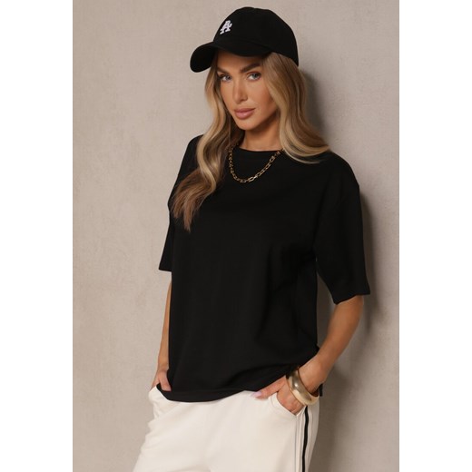 Czarny Basicowy T-shirt z Bawełny Meranissea ze sklepu renee.pl w kategorii Bluzki damskie - zdjęcie 179968821