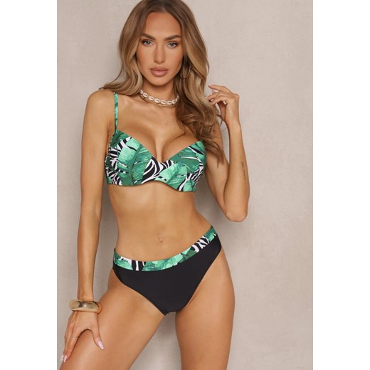 Zielono-Czarne Bikini Majtki Figi Biustonosz i Siateczkowa Narzutka Folanisse ze sklepu renee.pl w kategorii Stroje kąpielowe - zdjęcie 179969443