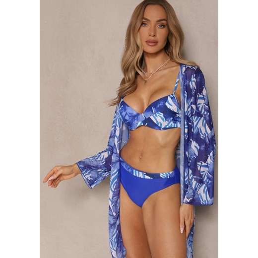 Niebieskie Bikini Majtki Figi Biustonosz i Siateczkowa Narzutka Folanisse ze sklepu renee.pl w kategorii Stroje kąpielowe - zdjęcie 179969450