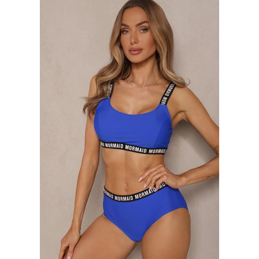 Niebieskie Bikini Majtki Typu Figi i Sportowa Góra Ozdobione Napisami Nevoneira ze sklepu renee.pl w kategorii Stroje kąpielowe - zdjęcie 179969844