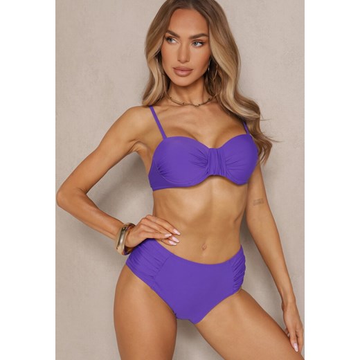 Fioletowe Bikini Figi i Usztywniany Biustonosz z Marszczeniem Vintelle ze sklepu renee.pl w kategorii Stroje kąpielowe - zdjęcie 179969941