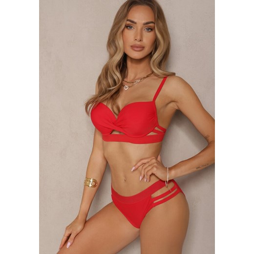 Czerwone Bikini z Ozdobnymi Wycięciami Wiązany Biustonosz i Majtki Figi Kinessa ze sklepu renee.pl w kategorii Stroje kąpielowe - zdjęcie 179970050