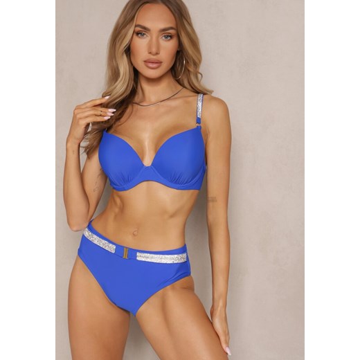 Niebieskie Bikini Majtki Figi i Biustonosz z Cyrkoniami Tenumela ze sklepu renee.pl w kategorii Stroje kąpielowe - zdjęcie 179970062