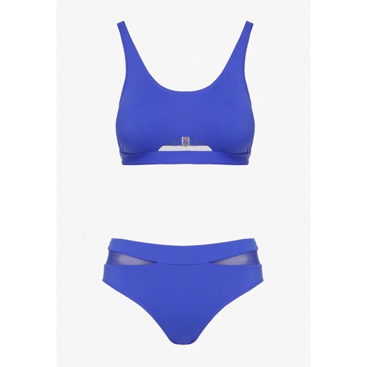 Niebieskie Bikini Biustonosz i Majtki Typu Figi Zdobione Siateczką Natelina Renee 46 okazyjna cena renee.pl