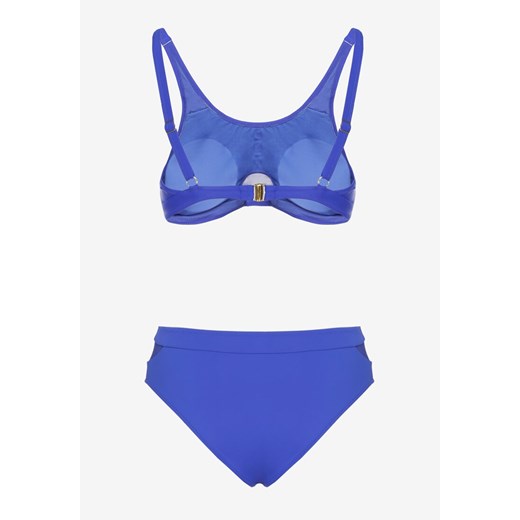Niebieskie Bikini Biustonosz i Majtki Typu Figi Zdobione Siateczką Natelina Renee 40 okazja renee.pl