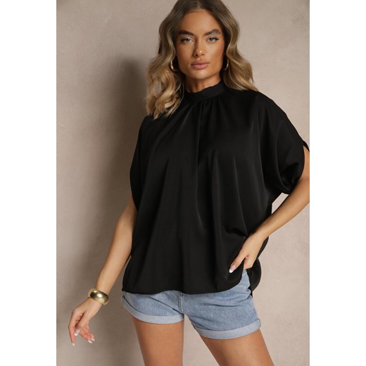 Czarna Bluzka o Kroju Nietoperza z Wiązaniem Rinwenna Renee ONE SIZE okazyjna cena renee.pl