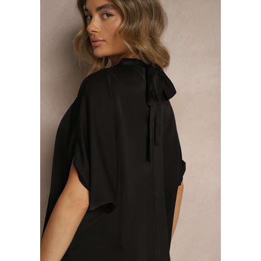 Czarna Bluzka o Kroju Nietoperza z Wiązaniem Rinwenna Renee ONE SIZE renee.pl promocja