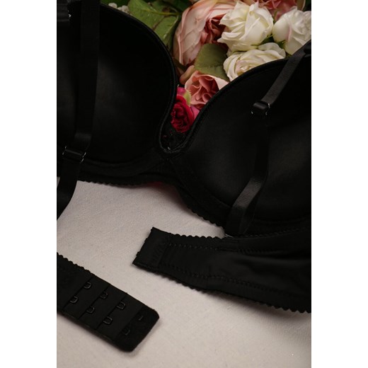 Czarny Biustonosz Push Up z Koronkowymi Wstawkami Alifair 85B born2be.pl wyprzedaż