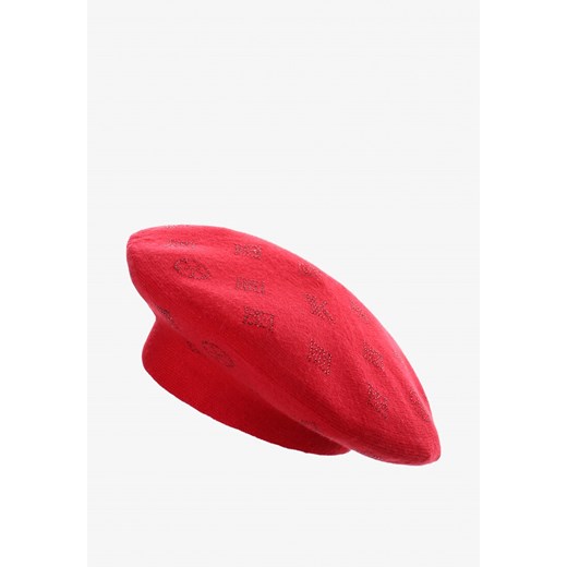 Czerwona Czapka Beret w Cyrkonie Nanto ze sklepu born2be.pl w kategorii Berety damskie - zdjęcie 180022861
