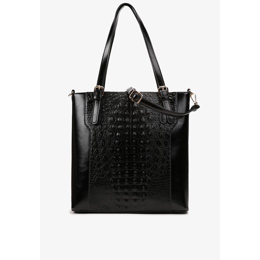 Czarna Duża Torebka Shopper na Ramię Jelis ze sklepu born2be.pl w kategorii Torby Shopper bag - zdjęcie 180026873
