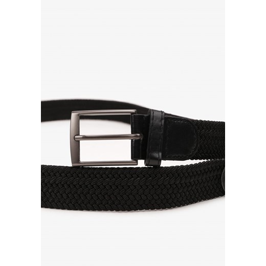 Czarny Pasek z Elastycznego Plecionego Materiału z Klamrą Rosalla ONE SIZE okazja born2be.pl