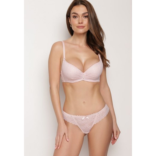 Różowy Biustonosz Full Cup z Zawieszką z Cyrkoniami i Koronką Nildaisa ze sklepu born2be.pl w kategorii Biustonosze - zdjęcie 180037894