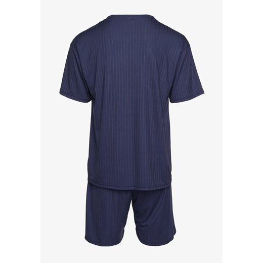 Granatowa 2-Częściowa Piżama Koszulka z Nadrukiem i Szorty z Gumką w Pasie L born2be.pl okazyjna cena