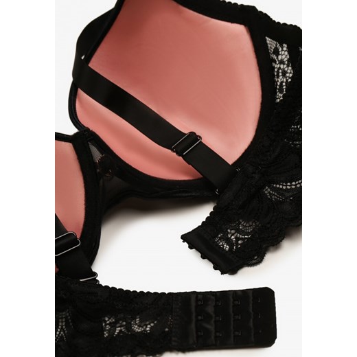 Czarno-Różowy Koronkowy Biustonosz Full Cup Giselleth 95D wyprzedaż born2be.pl