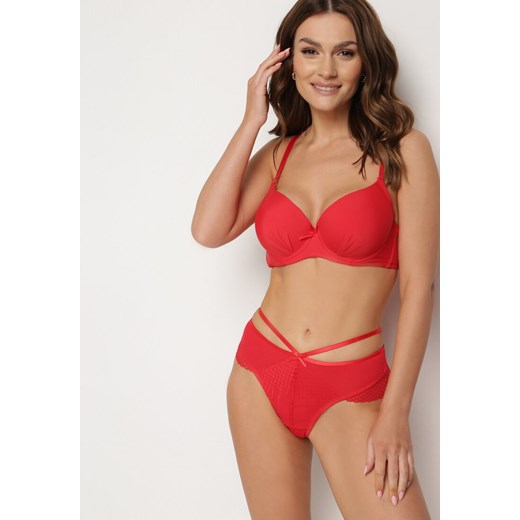 Czerwony Biustonosz Full Cup z Subtelną Kokardką Meepira ze sklepu born2be.pl w kategorii Biustonosze - zdjęcie 180046460