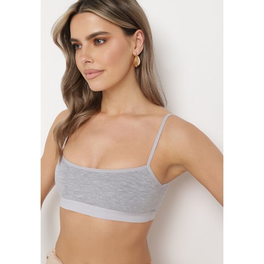 Szary Biustonosz Sportowy Braletka z Usztywnionymi Miseczkami Daciana 70/75 wyprzedaż born2be.pl