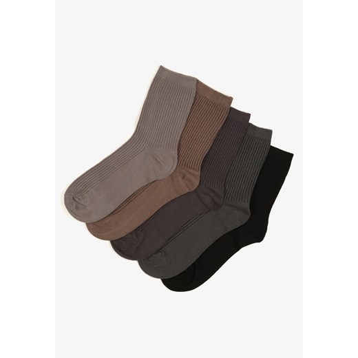 Wielokolorowe Bawełniane Skarpety Basic 5-pack o Gładkim Wykończeniu Seziena 39-42 born2be.pl promocyjna cena