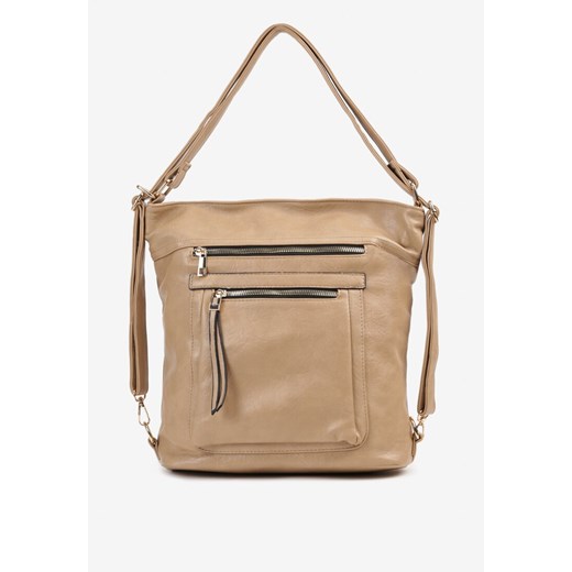 Beżowa Torebka z Regulacją Rączek i Małymi Kieszonkami na Suwaki Taimina ze sklepu born2be.pl w kategorii Torby Shopper bag - zdjęcie 180093862