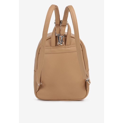 Ciemnobeżowy Elegancki Plecak z Regulowanymi Szelkami i Metalową Aplikacją ONE SIZE okazyjna cena born2be.pl