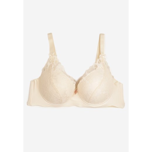 Jasnobeżowy Biustonosz z Koronką na Regulowanych Ramiączkach Izabetia 100E okazja born2be.pl