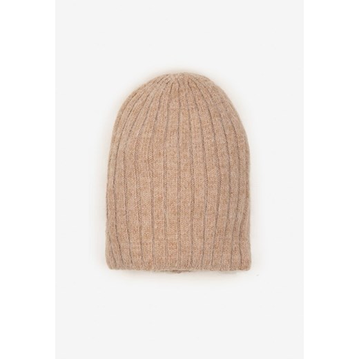 Brązowa Prążkowana Czapka Beanie z Wiskozy Enalwenna ze sklepu born2be.pl w kategorii Czapki zimowe damskie - zdjęcie 180110832