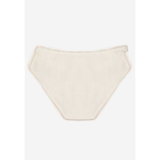 Jasnobeżowe Majtki z Bawełny o Kroju Fig Ozdobione Napisami Zeiara XL born2be.pl okazja