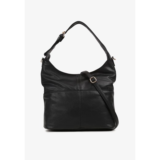 Czarna Torebka Hobo z Dodatkowym Paskiem na Ramię Senarwin ze sklepu born2be.pl w kategorii Torby Shopper bag - zdjęcie 180112113
