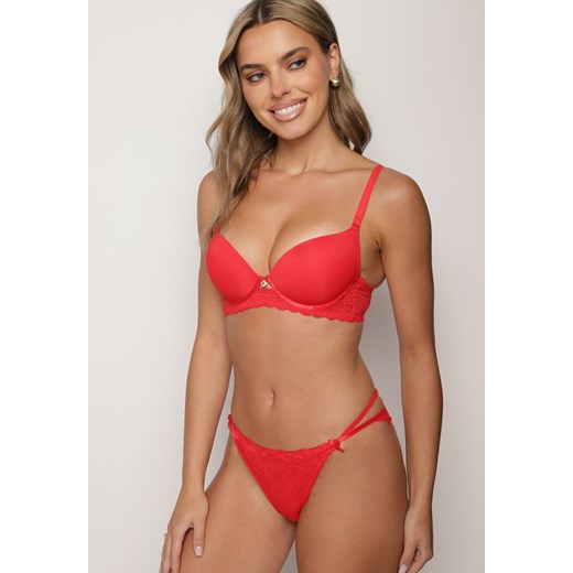 Czerwony Biustonosz Typu Full Cup Push-Up z Koronką Politi 85B promocja born2be.pl