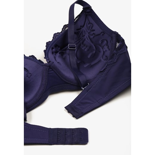 Granatowo-Różowy Biustonosz Push Up Ozdobiony Koronką Nalisse 80C wyprzedaż born2be.pl