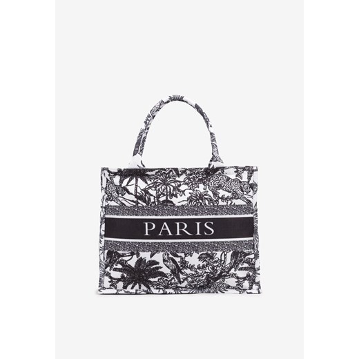 Czarna Torebka z Motywem Zwierząt i Napisem Alionessa ze sklepu born2be.pl w kategorii Torby Shopper bag - zdjęcie 180151184