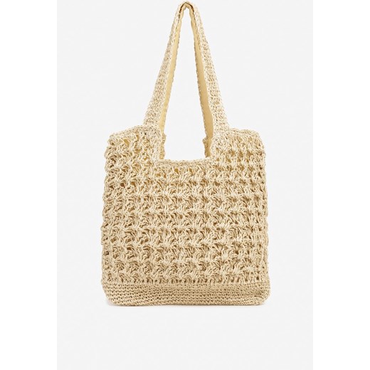 Beżowa Torebka Plażowa Typu Shopper w Stylu Boho Galira ze sklepu born2be.pl w kategorii Torby letnie - zdjęcie 180158542