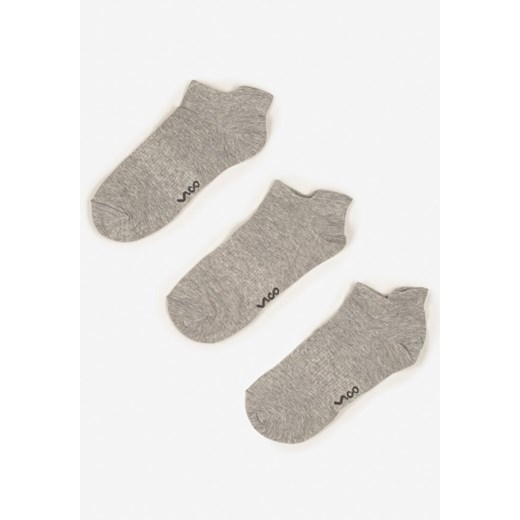 Jasnoszare Bawełniane Skarpety 3 Pack z Napisami Folindria 43-46 promocja born2be.pl