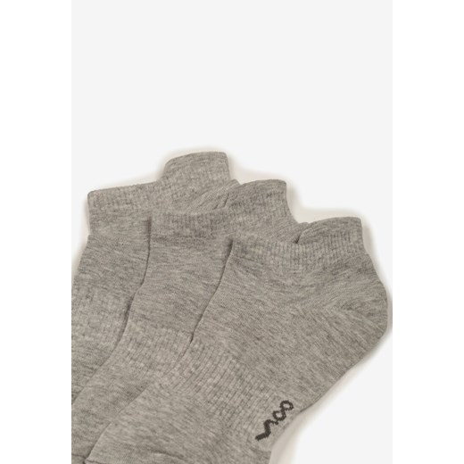 Jasnoszare Bawełniane Skarpety 3 Pack z Napisami Folindria 39-42 wyprzedaż born2be.pl