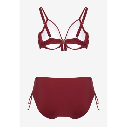 Czerwone Bikini Biustonosz z Marszczeniem i Majtki Figi ze Ściągaczami Kinevia 50 promocja born2be.pl