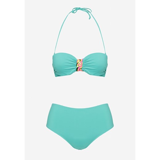 Ciemnozielone Bikini Biustonosz z Geometrycznym Wzorem Majtki Typu Figi Ulosalia 44 okazyjna cena born2be.pl