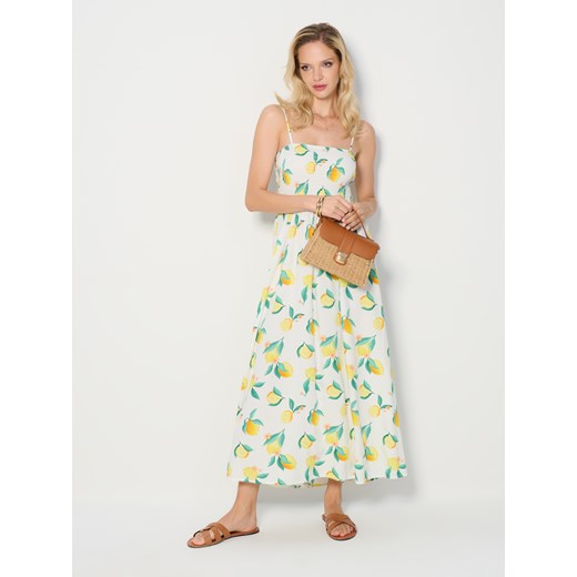 Sukienka Sinsay midi z wiskozy na lato na ramiączkach 