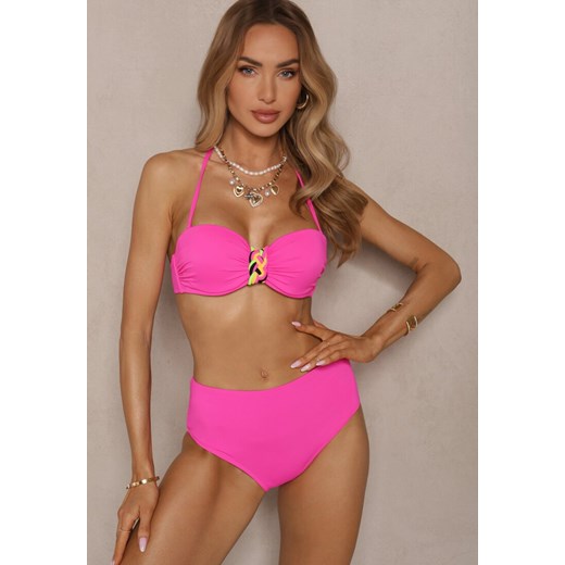 Fuksjowe Bikini Majtki Figi i Biustonosz z Ozdobną Wstawką Natamara ze sklepu renee.pl w kategorii Stroje kąpielowe - zdjęcie 180168632