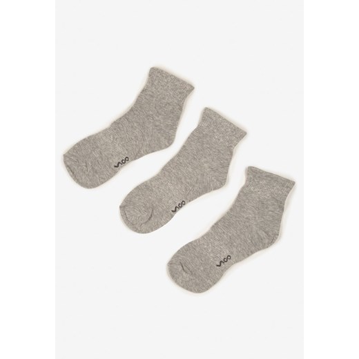 Jasnoszare Bawełniane Skarpety za Kostkę 3 Pack Foliane 43-46 okazyjna cena born2be.pl