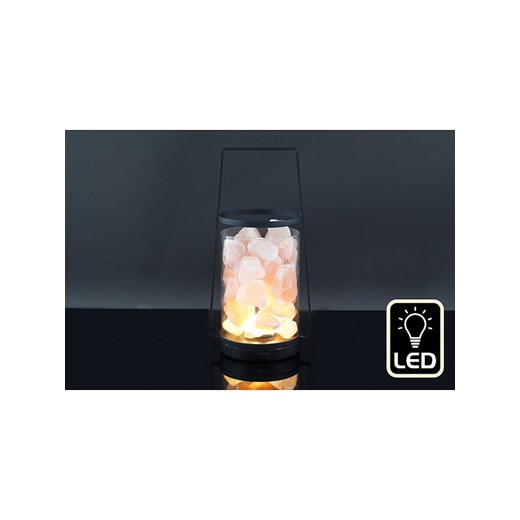 SiL Interiors Dekoracyjna lampa LED &quot;Salt Lamp Lantern&quot; w kolorze czarnym - wys. 24 x Ø 12 cm ze sklepu Limango Polska w kategorii Oświetlenie led - zdjęcie 180173250