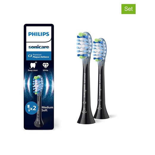 PHILIPS sonicare Wymienne końcówki (2 szt.) &quot;Premium Plaque Defence&quot; w kolorze czarnym ze sklepu Limango Polska w kategorii Szczoteczki do zębów - zdjęcie 180173361